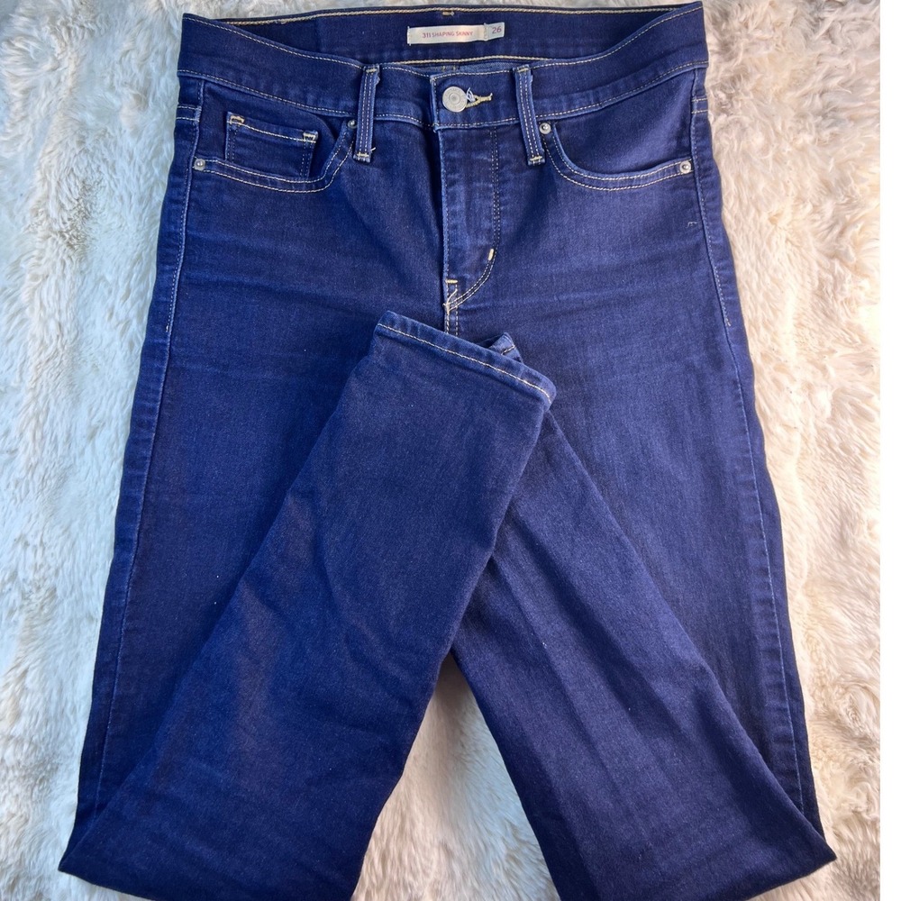Levis 311 Shaping Skinny Jeans Womens 26x28 Dark Wash Indigo Denim A26